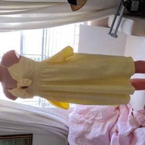 Lulu's ; Joyful Days yellow stripped knotted front midi dress,S.